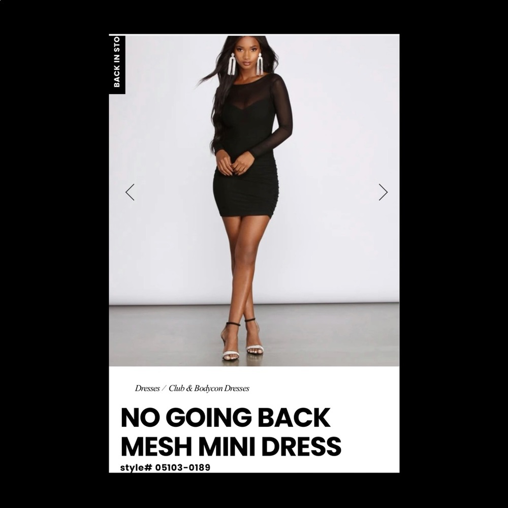Black mini mesh dress.